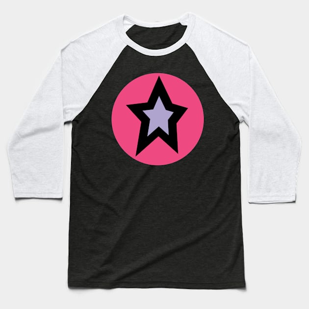 Lavender Star Pink Circle Graphic Baseball T-Shirt by ellenhenryart